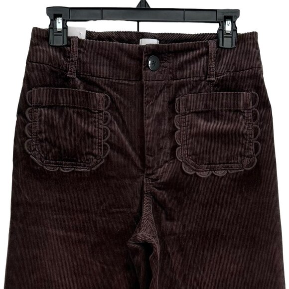 Anthropologie Colette Corduroy Crop Pants Scallop Pocket Wide Leg Size 28 Mink - Picture 4 of 11